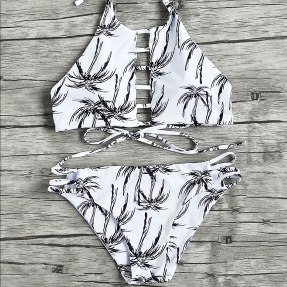 SHEIN Other - Palm tree halter top bikini